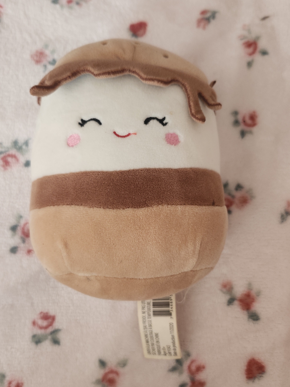 Squishmallows Brown & Cream Dessert Plush with Pink Cheeks